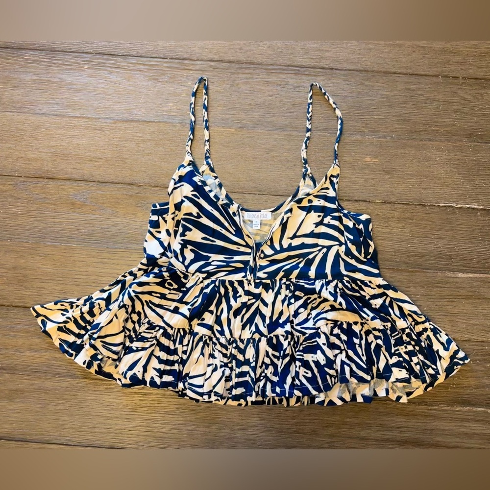 Blue & Cream Tank Top - Womens - Size M